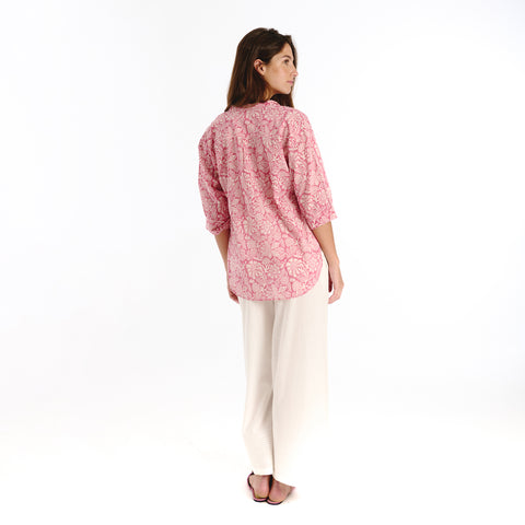 Luno pink old flower blouse