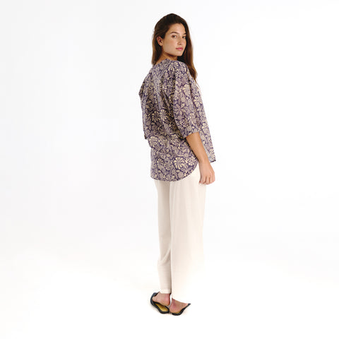 Luno brown old flower blouse