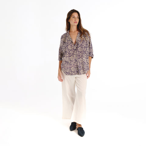 Luno brown old flower blouse