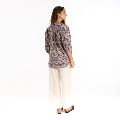 Luno brown old flower blouse