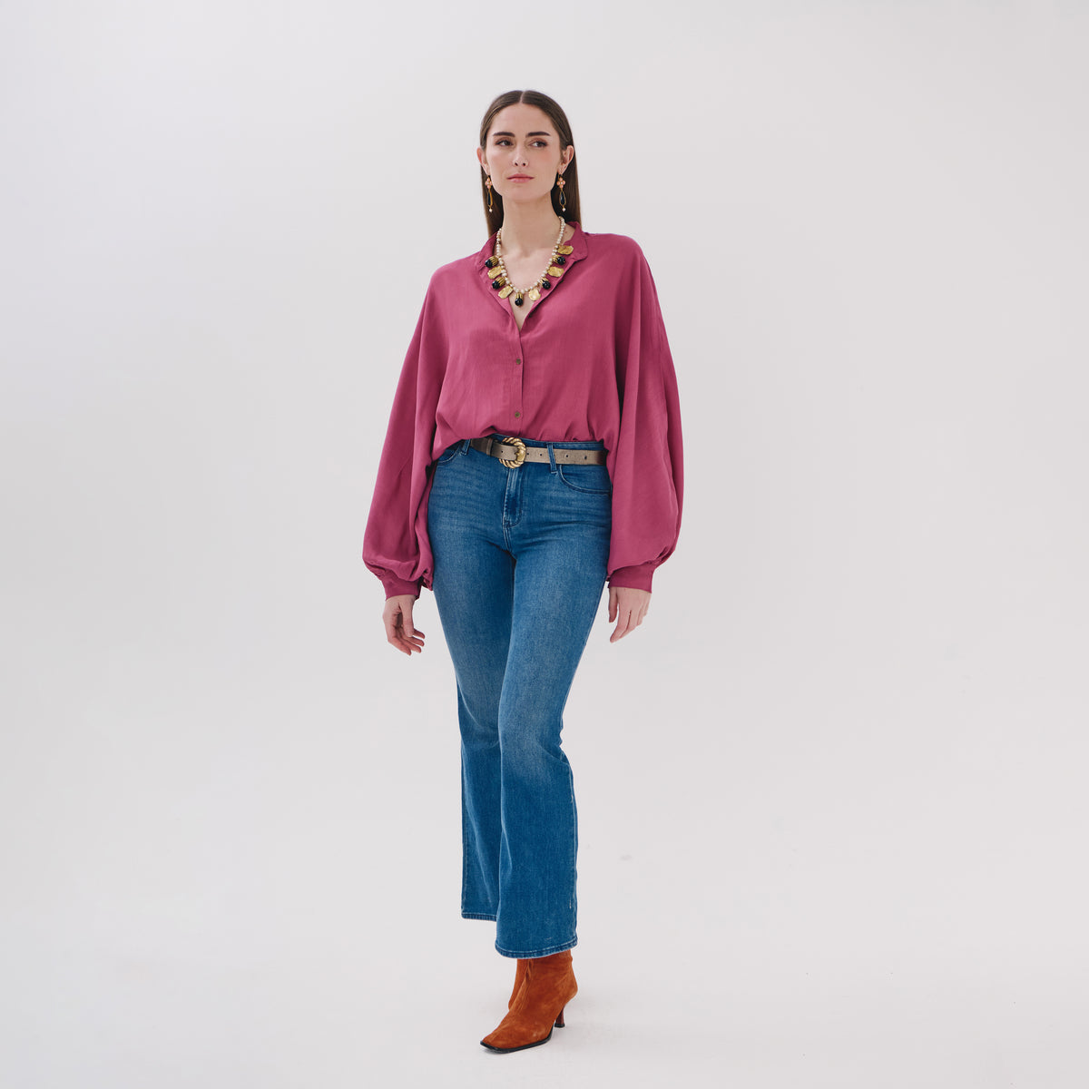 Mariposa pink viscose plain blouse