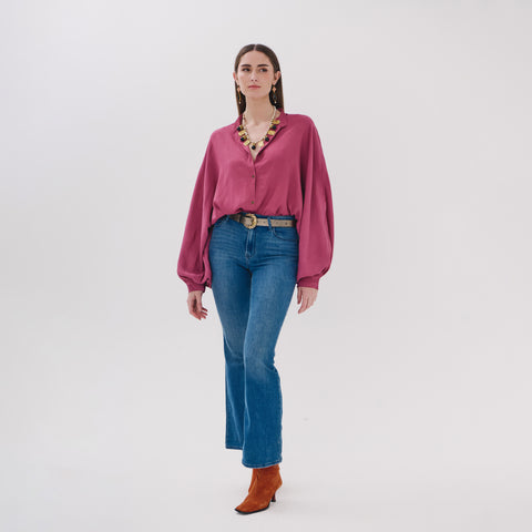 Mariposa pink viscose plain blouse