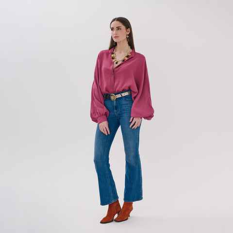 Mariposa pink viscose plain blouse