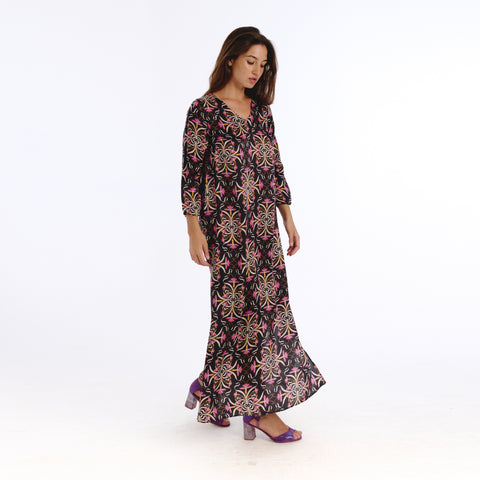 Nola black blanche flower Dress