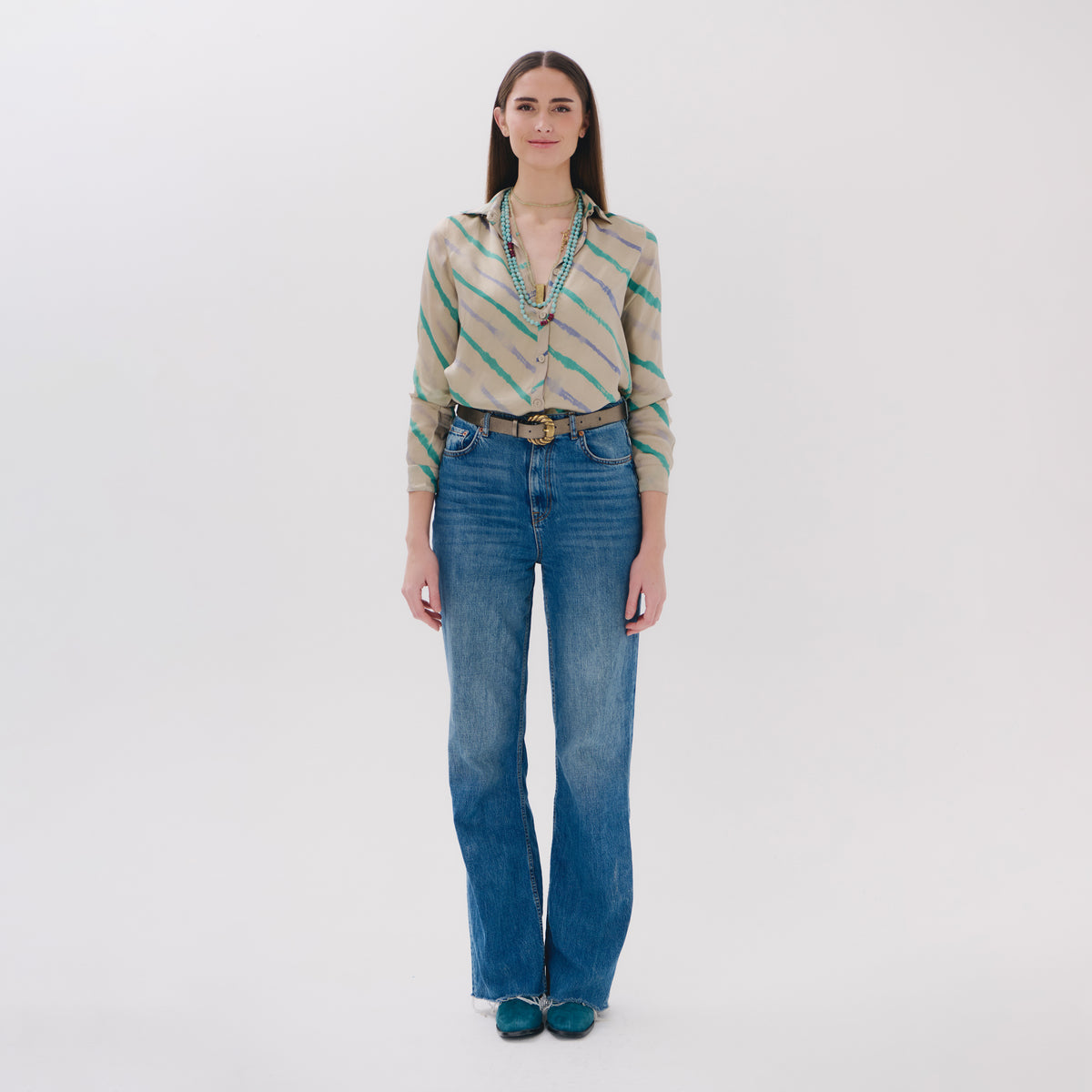 Nunus blue tye-dye blouse
