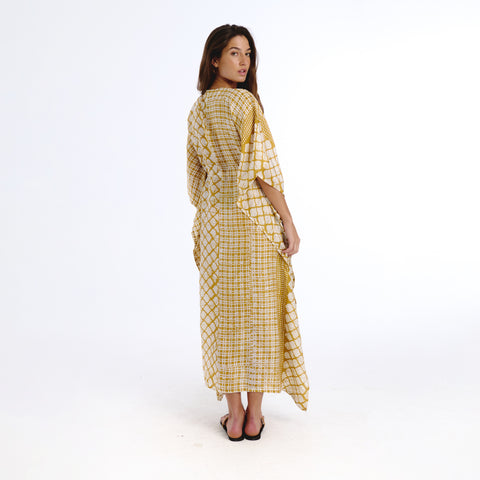 Riko yellow batik kaftan
