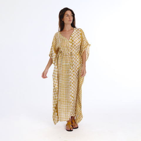 Riko yellow batik kaftan