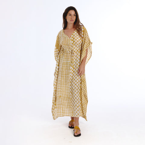 Riko yellow batik kaftan