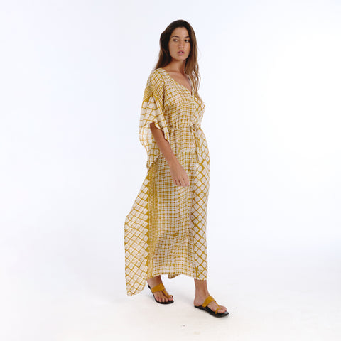 Riko yellow batik kaftan