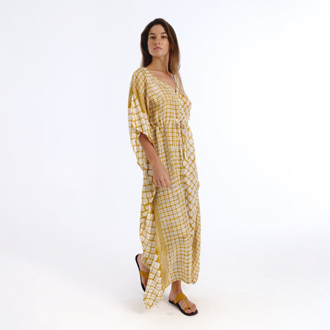Riko yellow batik kaftan