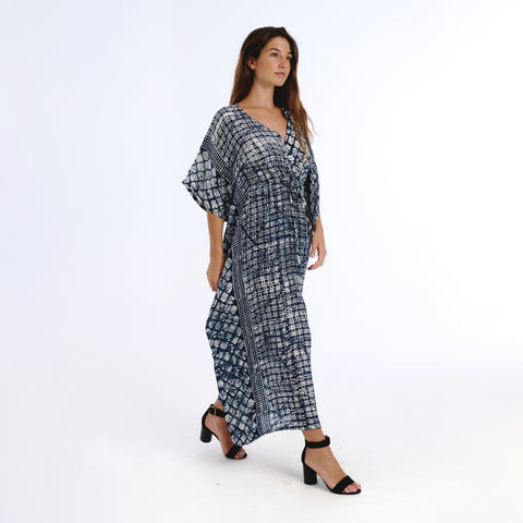Riko blue batik kaftan