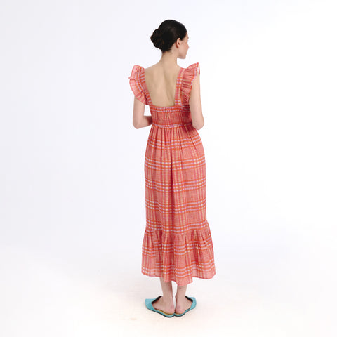 Sia orange tartan Dress