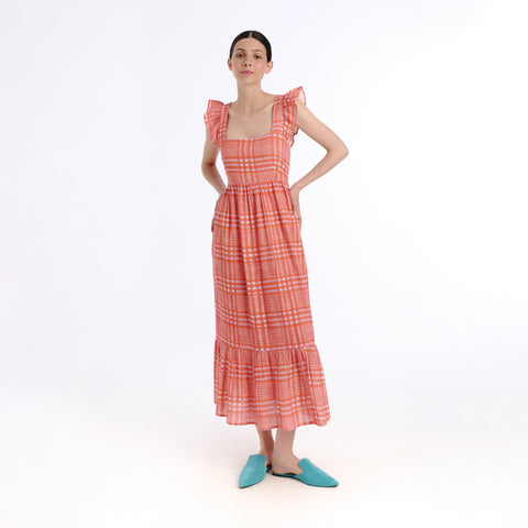 Sia orange tartan Dress