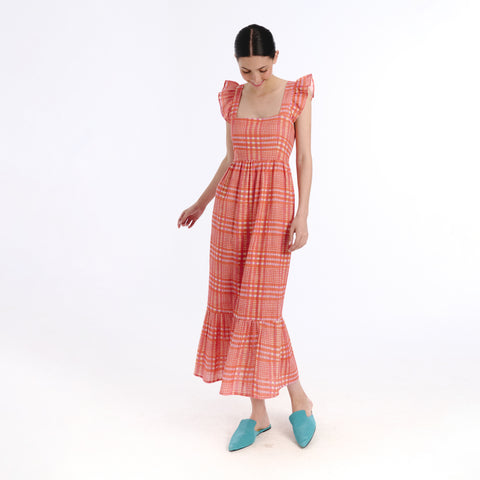 Sia orange tartan Dress