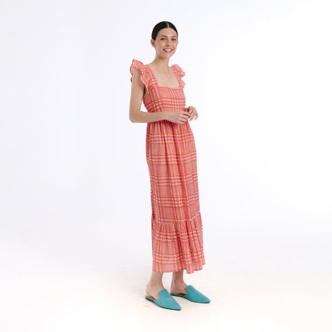 Sia orange tartan Dress