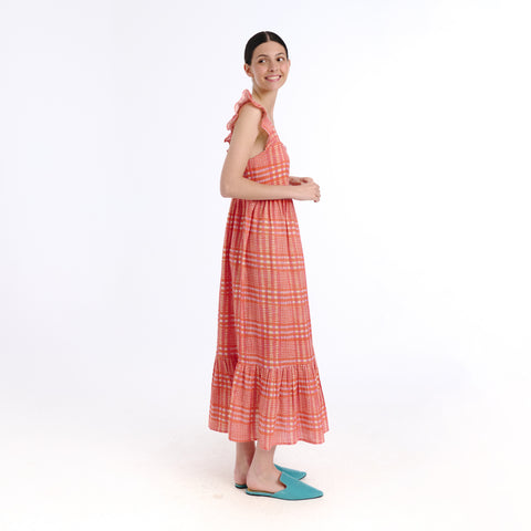 Sia orange tartan Dress