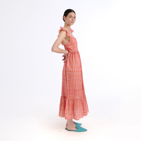 Sia orange tartan Dress