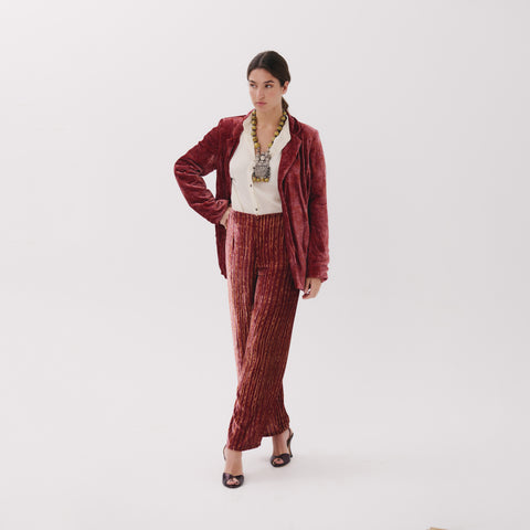 Jade red linear trousers