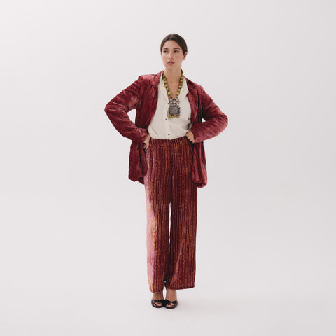 Jade red linear trousers
