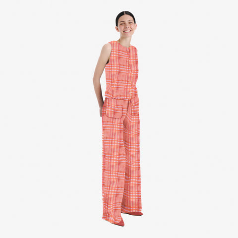 Taya orange tartan vest