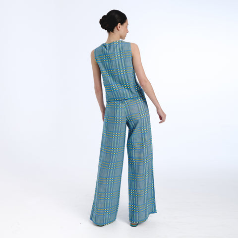 Taya blue tartan vest