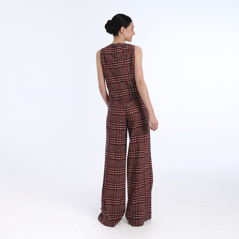 Taya brown tartan vest
