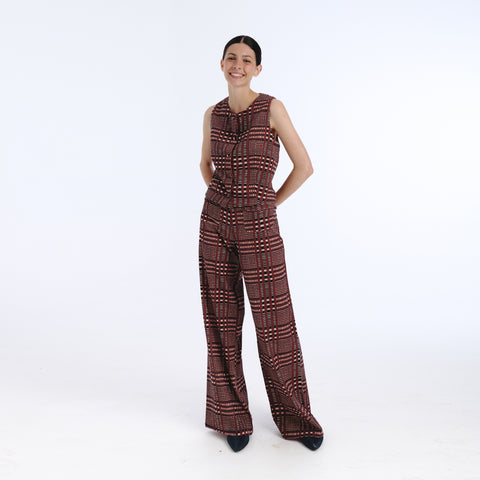 Taya brown tartan vest