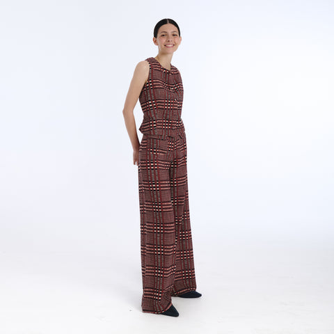Taya brown tartan vest