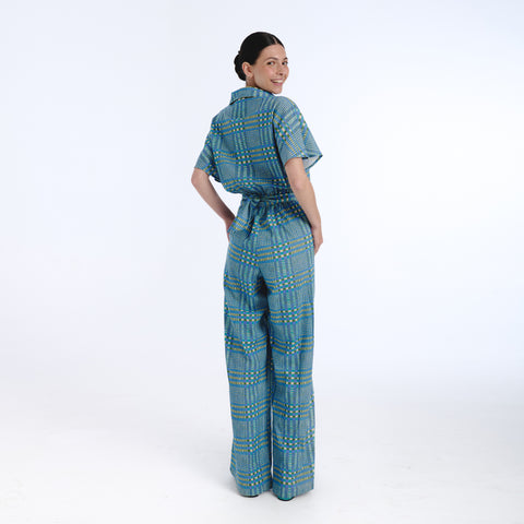 Tula blue tartan jumpsuit