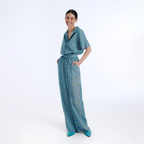 Tula blue tartan jumpsuit