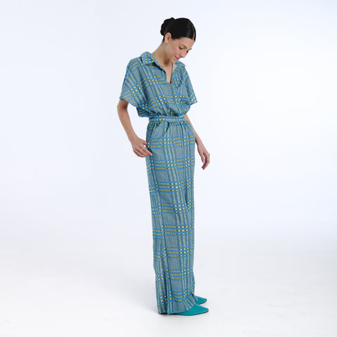 Tula blue tartan jumpsuit
