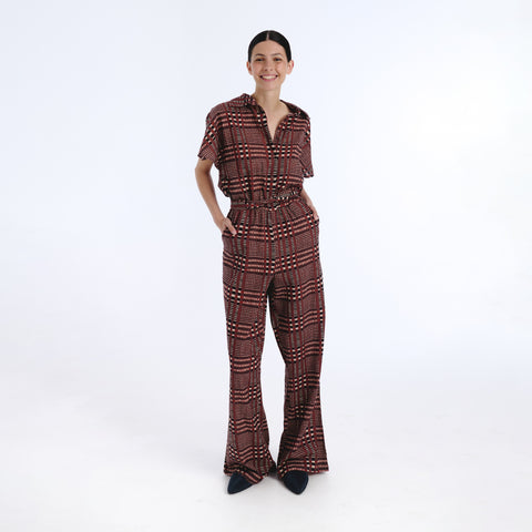 Tula brown tartan jumpsuit