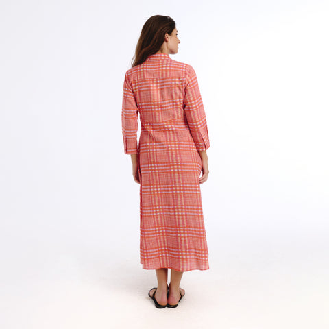 Vina orange tartan Dress