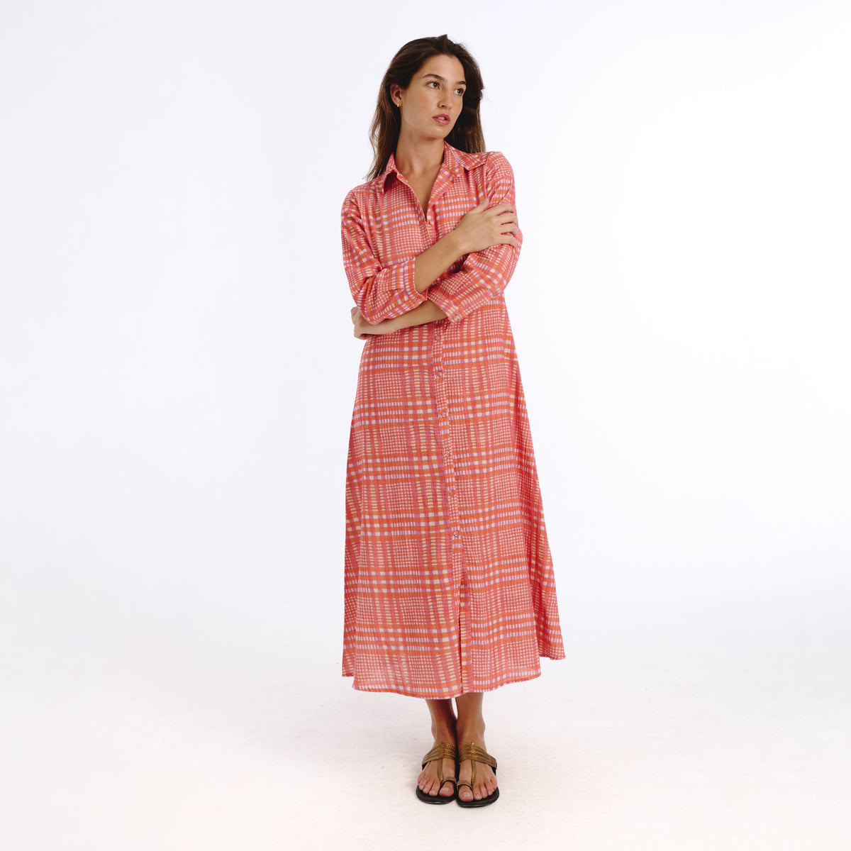 Vina orange tartan Dress