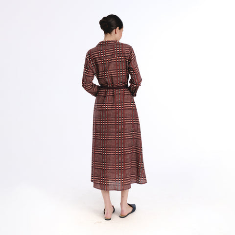 Vina brown tartan Dress