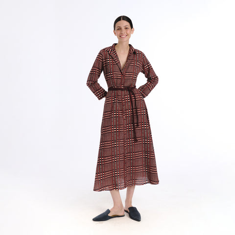 Vina brown tartan Dress