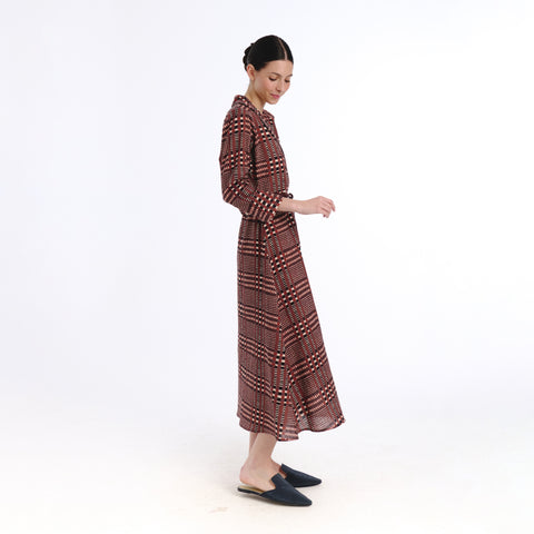 Vina brown tartan Dress