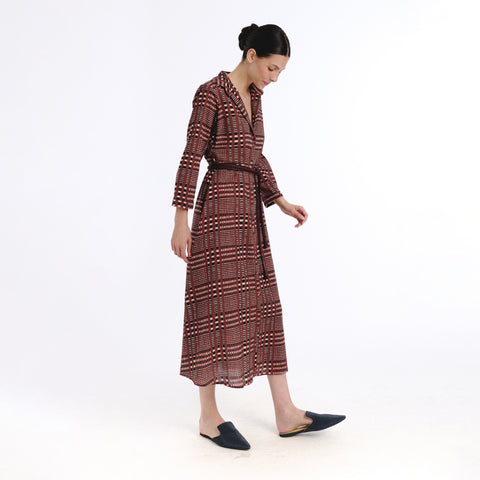 Vina brown tartan Dress