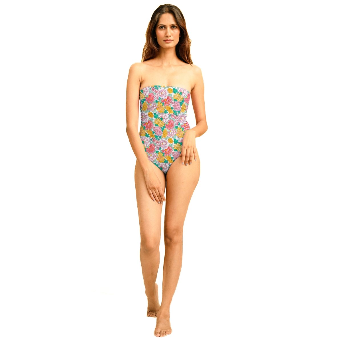 Copenhagen yellow floral swimsuit - TANAVANA INC