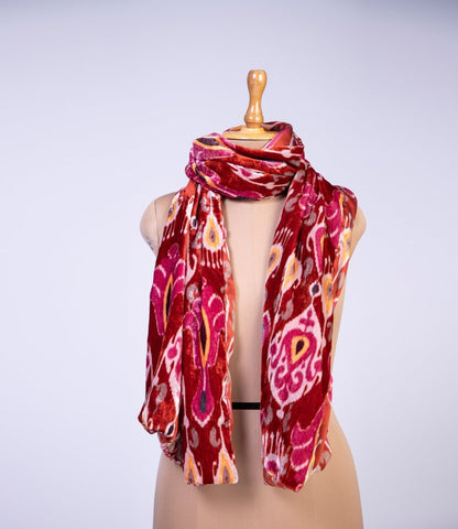 Glam red ikat stole - TANAVANA INC