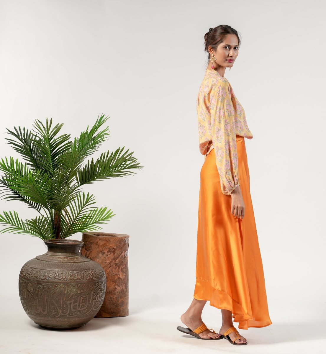 Pallavi orange skirt - TANAVANA INC