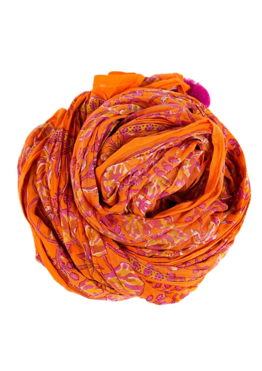 Sarong / Dupatta orange firoz jaal - TANAVANA INC