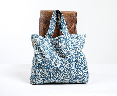 Tote bag in blue jaal - TANAVANA INC